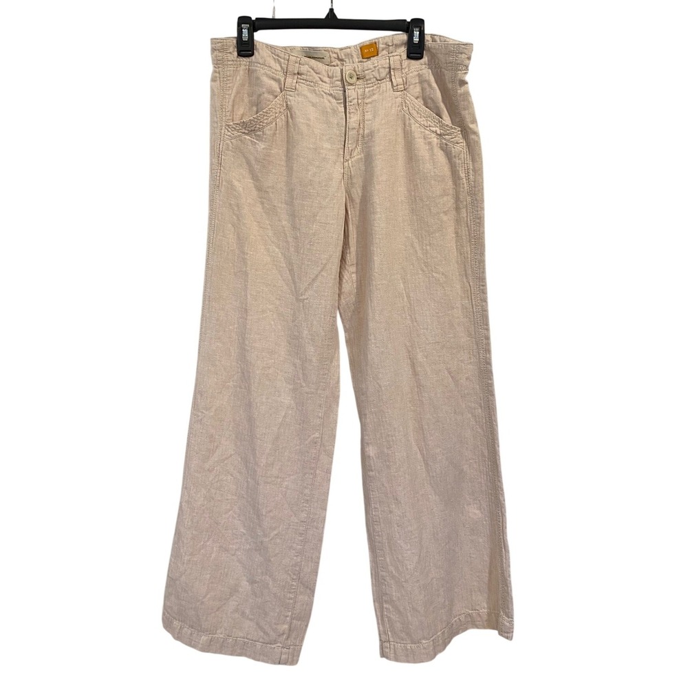 Pilcro and the Letterpress Womens 34 Beige Linen Cotton Wide Leg Pants No 12